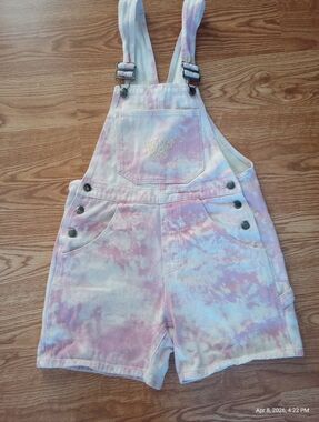Tie-Dye Pink Overalls Shorts